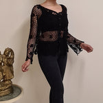 Load image into Gallery viewer, Floral Crochet Cardigan - Black
