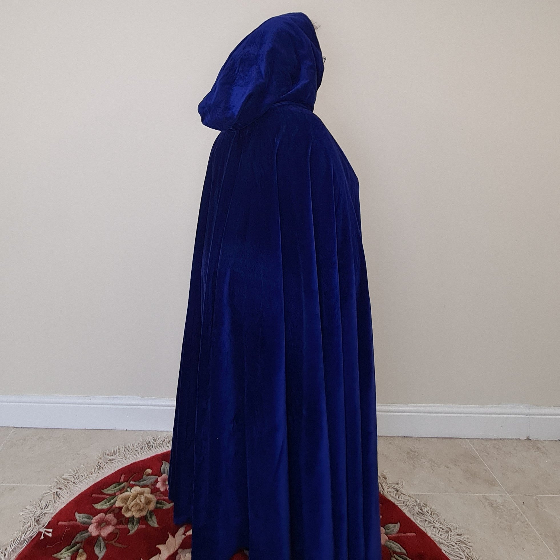 Velvet Hooded Cloak - Blue
