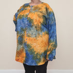Load image into Gallery viewer, Tie Dye Embroidered Blouse - Blue and Orange
