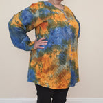 Load image into Gallery viewer, Tie Dye Embroidered Blouse - Blue and Orange
