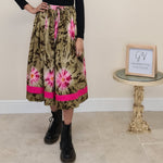 Load image into Gallery viewer, Batik Midi Skirt - Green and Pink
