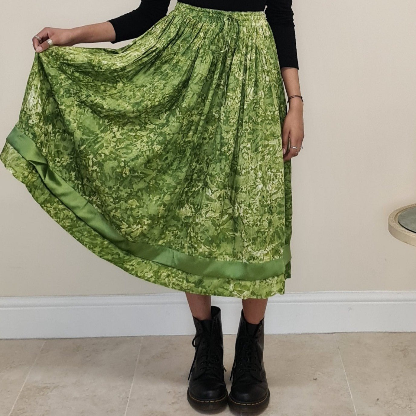 Batik Midi Skirt - Green