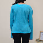 Load image into Gallery viewer, Cheesecloth Embroidered Blouse - Turquoise
