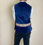 Load image into Gallery viewer, Afghan Patchwork Waistcoat - Navy Blue
