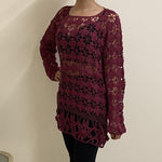 Load image into Gallery viewer, Floral Crochet Jumper - Deep Red
