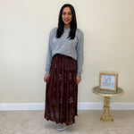 Load image into Gallery viewer, Printed Crinkle Maxi Skirt - Brown
