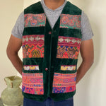 Load image into Gallery viewer, Afghan Patchwork Waistcoat - Emerald Green
