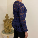 Load image into Gallery viewer, Floral Crochet Jumper - Navy Blue
