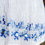 Load image into Gallery viewer, Cheesecloth Embroidered Blouse - White &amp; Blue
