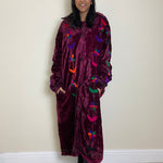 Load image into Gallery viewer, Velvet Floral Duster Coat - Wine Red
