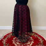 Load image into Gallery viewer, Lace Overlay Maxi Skirt - Red &amp; Black
