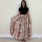 Load image into Gallery viewer, Printed Crinkle Maxi Skirt - White and Rust
