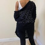 Load image into Gallery viewer, Crochet Cardigan - Black
