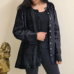 Load image into Gallery viewer, Velvet Embroidered Cardigan - Black
