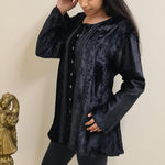 Load image into Gallery viewer, Velvet Embroidered Cardigan - Black
