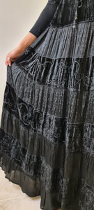 Tiered Braided Maxi Skirt - Black