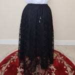 Load image into Gallery viewer, Lace Overlay Maxi Skirt - Black &amp; Black
