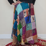Load image into Gallery viewer, Upcycled Patchwork Silk Wrap Skirt
