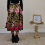 Load image into Gallery viewer, Batik Midi Skirt - Green and Pink

