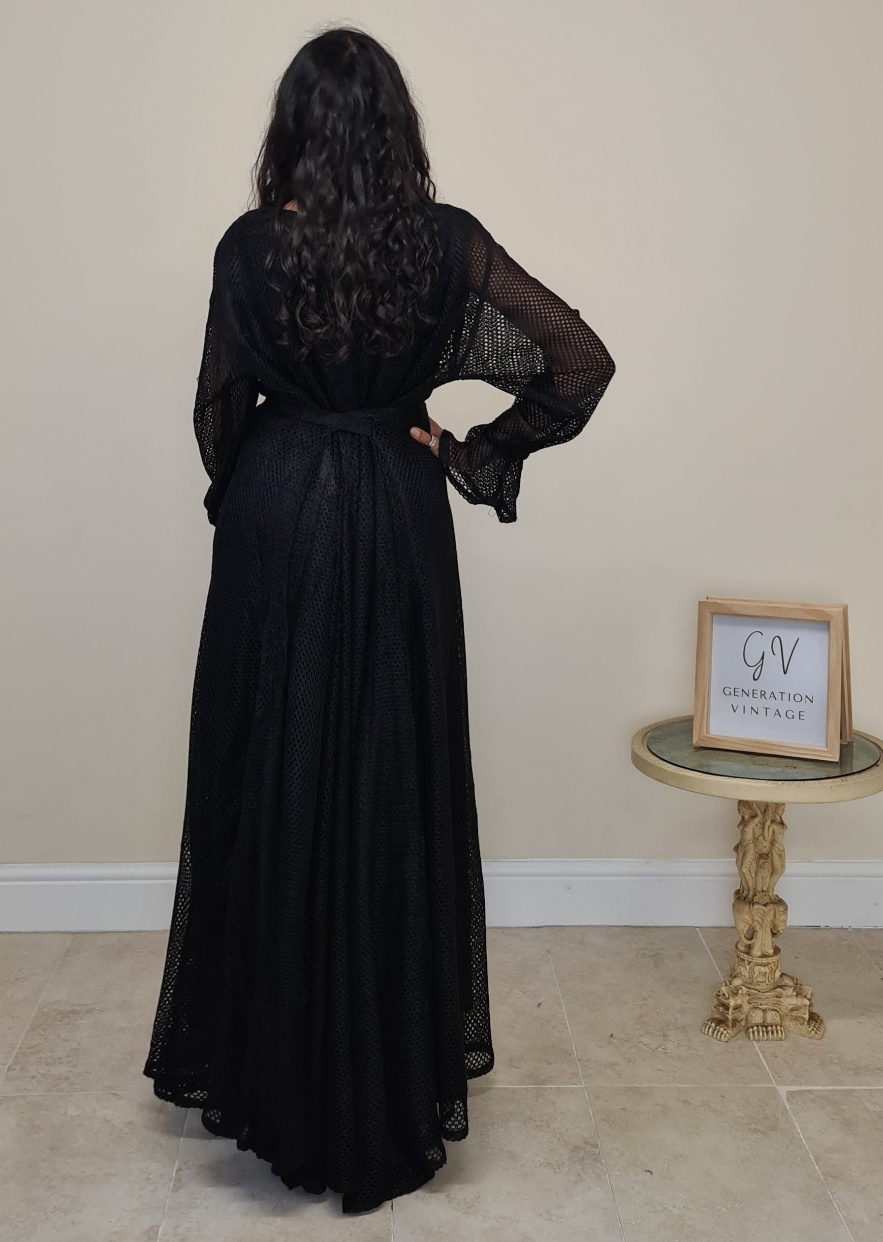 Mesh Overlay Dress - Black