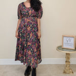 Load image into Gallery viewer, Floral Dress with Belt - Purple
