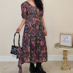 Load image into Gallery viewer, Floral Dress with Belt - Purple

