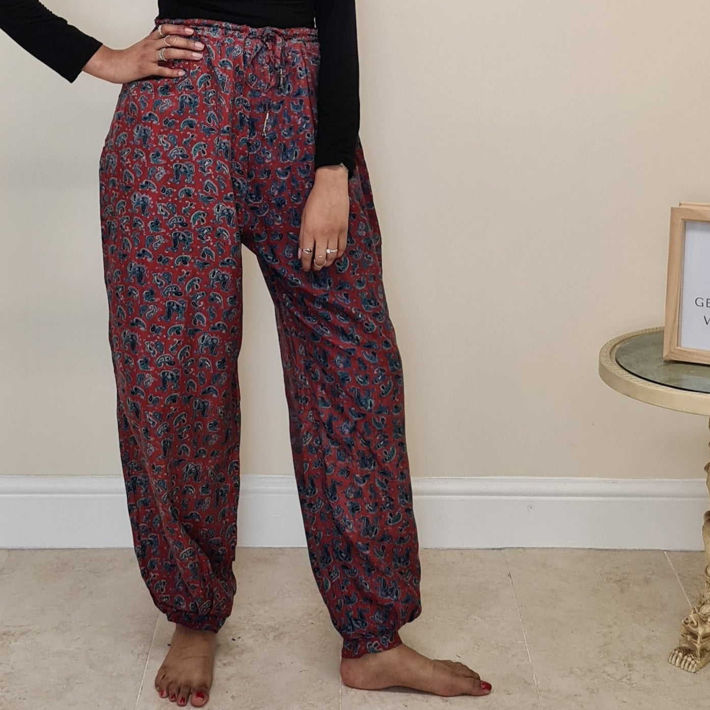 Paisley Printed Trousers - Red