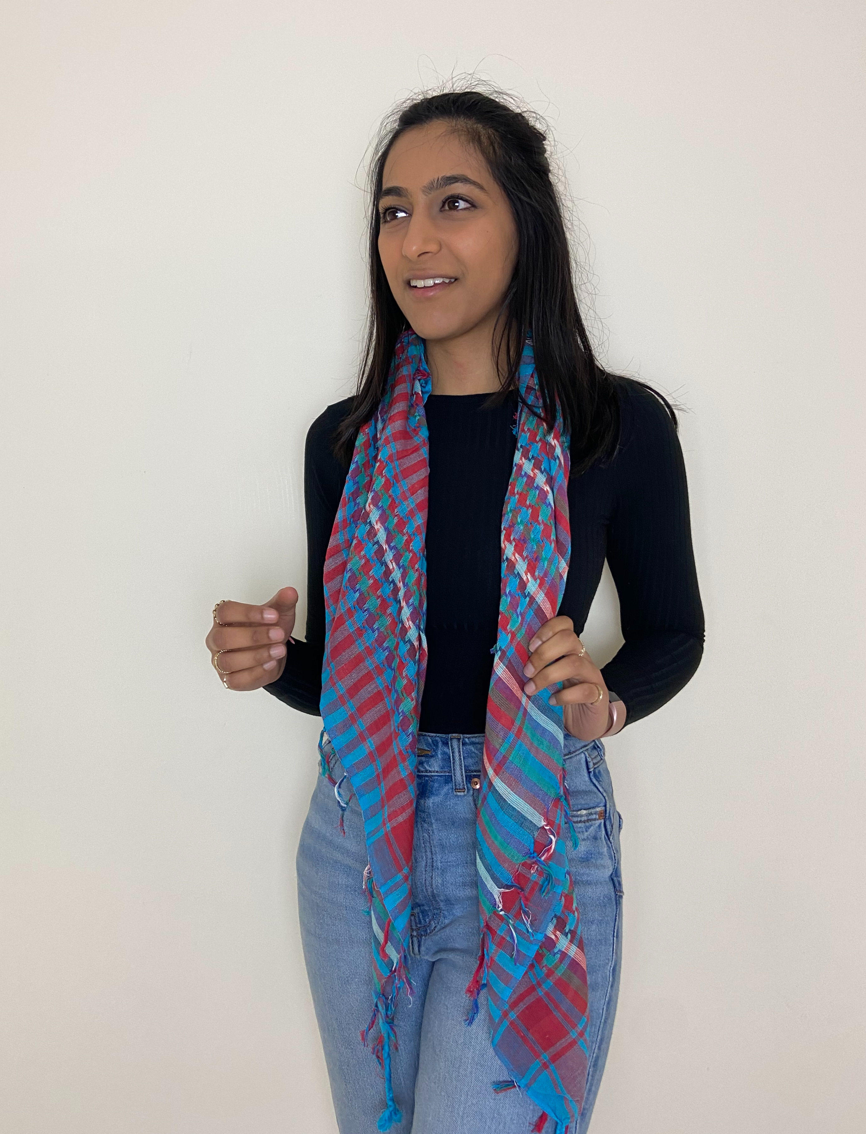 Multicoloured Checked Scarves - Assorted Colours