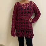 Load image into Gallery viewer, Floral Crochet Jumper - Deep Red
