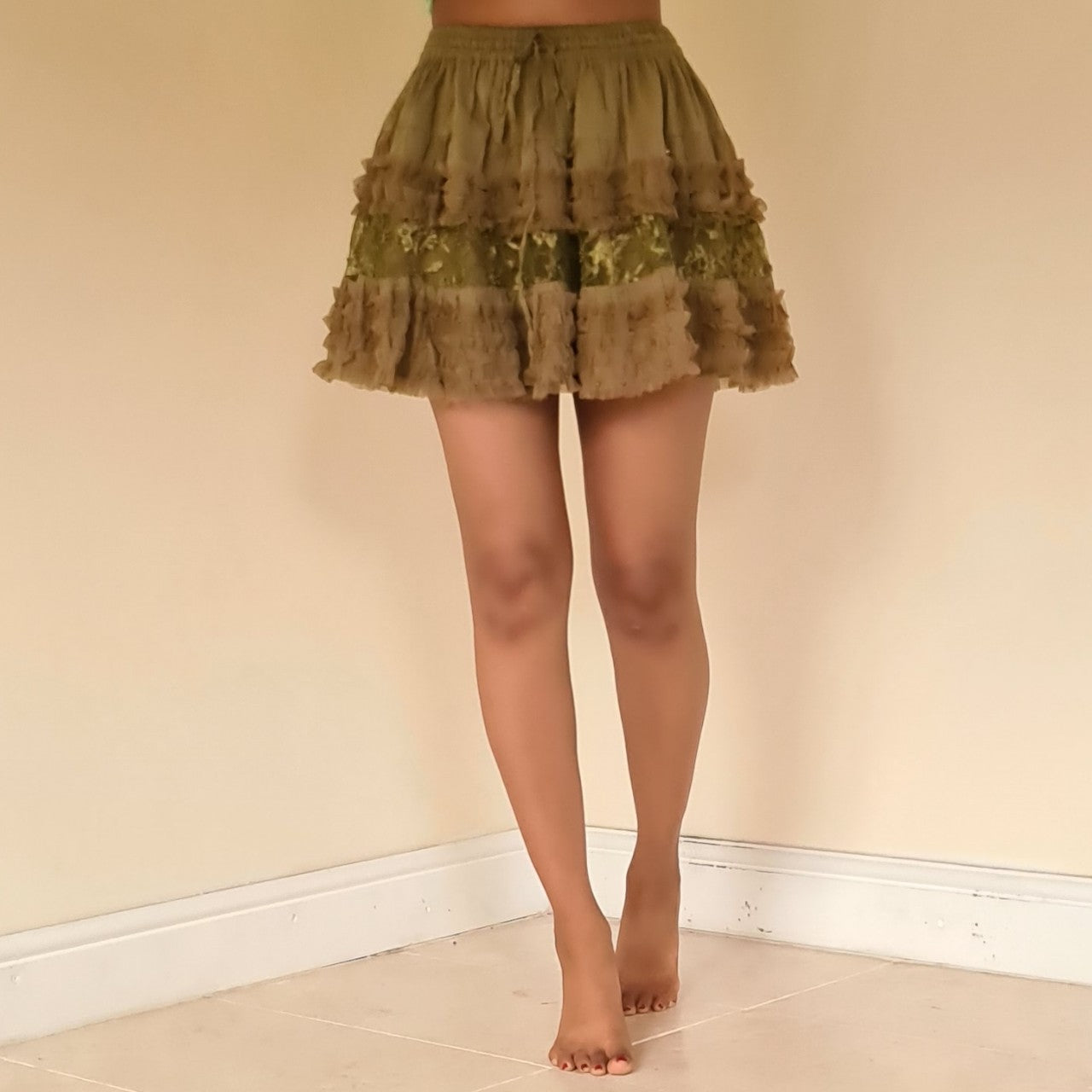Lace Ruffle Mini Skirt - Assorted Colours