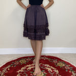 Load image into Gallery viewer, Lace Ruffle Midi Skirt - Brown
