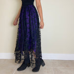 Load image into Gallery viewer, Lace Overlay Maxi Skirt - Purple &amp; Black

