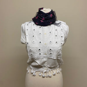 Star Scarf with Fringe Detailing - Pink and Grey