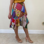 Load image into Gallery viewer, Upcycled Patchwork Silk Skirt
