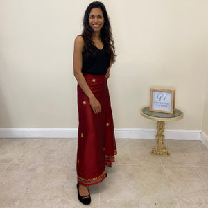Sari Wrap Skirt - Dark Red