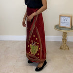 Load image into Gallery viewer, Sari Wrap Skirt - Dark Red
