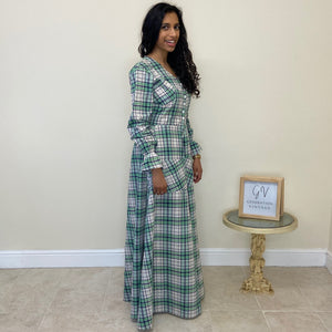 Madras Checked Maxi - Green and White