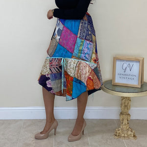 Upcycled Patchwork Silk Skirt