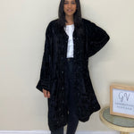 Load image into Gallery viewer, Dori Embroidered Velvet Cardigan - Black
