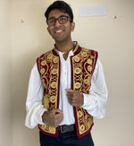 Load image into Gallery viewer, Embroidered Afghan Waistcoat - Red &amp; Gold
