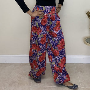Floral Printed Trousers - Purple