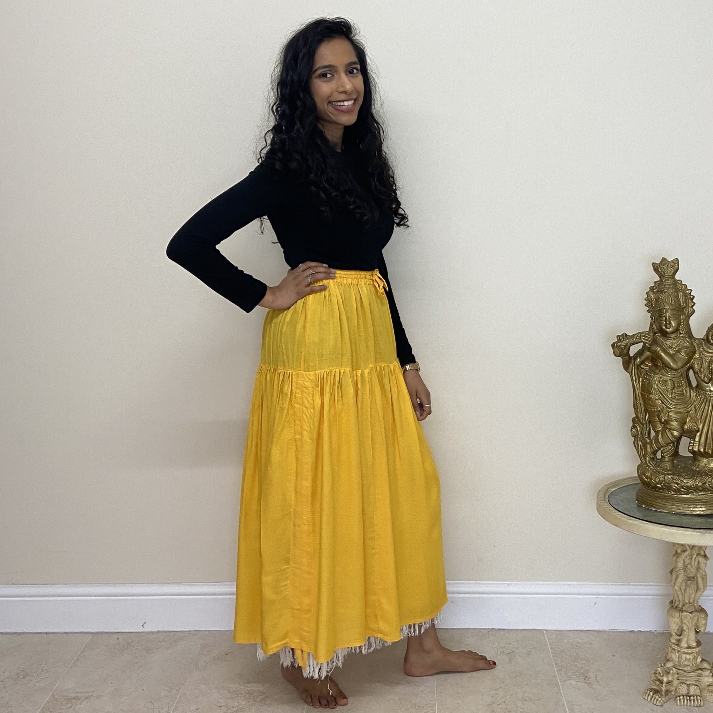 Side Ruched Skirt - Yellow