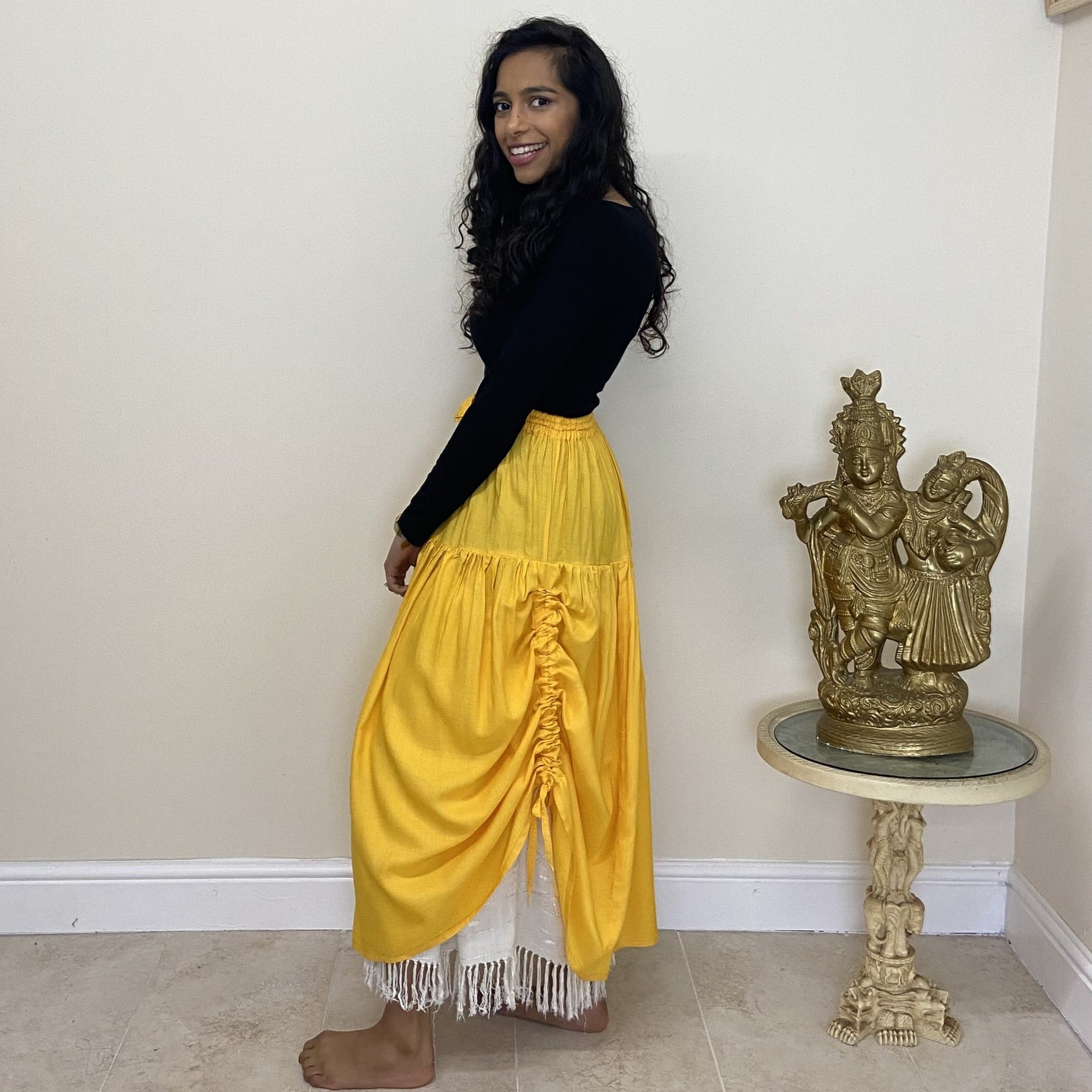 Side Ruched Skirt - Yellow