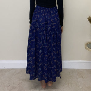 Side Ruched Skirt - Blue Floral