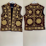 Load image into Gallery viewer, Embroidered Afghan Waistcoat - Burgundy &amp; Gold
