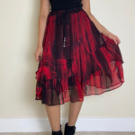 Load image into Gallery viewer, Tie Dye Midi Skirt - Red &amp; Black
