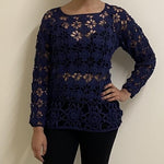 Load image into Gallery viewer, Floral Crochet Jumper - Navy Blue

