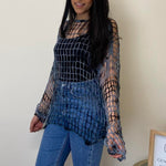 Load image into Gallery viewer, Crochet Top - Black / Grey Tie Dye
