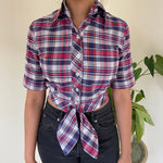 Load image into Gallery viewer, Checkered Cotton Crop Top Shirt
