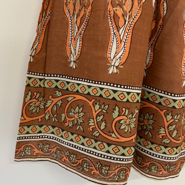 Maya Printed Cotton 22" Skirt - Brown